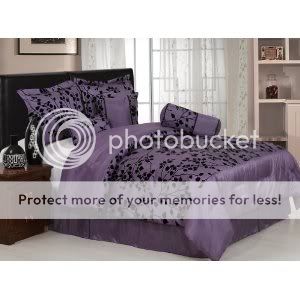 Bed in a Bag Purple with Black Velvet Floral Flocking 7 PC Comforter Set Bed-in-a-bag King  Size Bedding at Sears.com