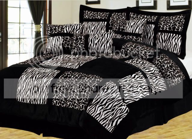 Grand Bedding Modern Safari Zebra Giraffe Patchwork Micro Suede 7 PC Comforter Set Bed in a Bag Bedding Set at Sears.com