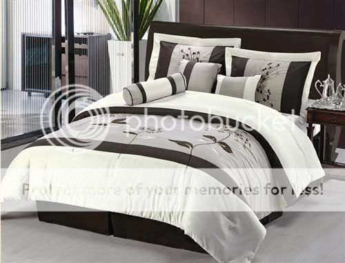 Grand Bedding Elegant Floral Taupe and Coffee Embroidered 7PC Comforter Set Bed in a Bag Bedding Set at Sears.com