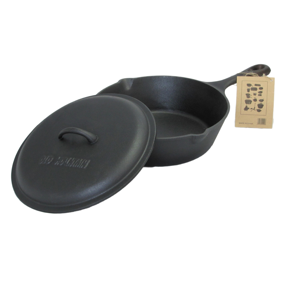 Old Mountain Pre Seasoned Cast Iron 3 quart Deep Fry Skillet With Lid 10.5 x 3