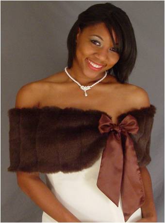 Fauxbulous Wholesale Suevas Mink Faux Fur Capelet with Satin Bow Brown Size: Adult Small at Sears.com