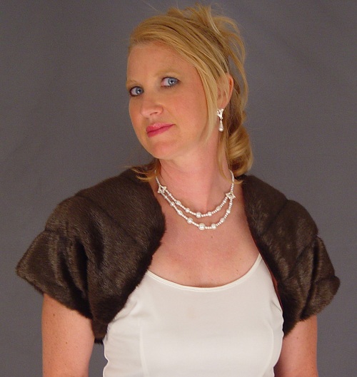 Fauxbulous Wholesale Suevas Mink Short Sleeve Faux Fur Bolero Jacket Brown Size: Adult 8-16 at Sears.com