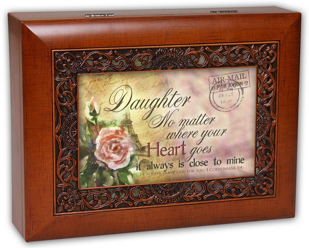 Cottage Garden Daughter Near or Far Away Fancy Wood Music Jewelry Box and Verse Thats What Friends Are For at Sears.com