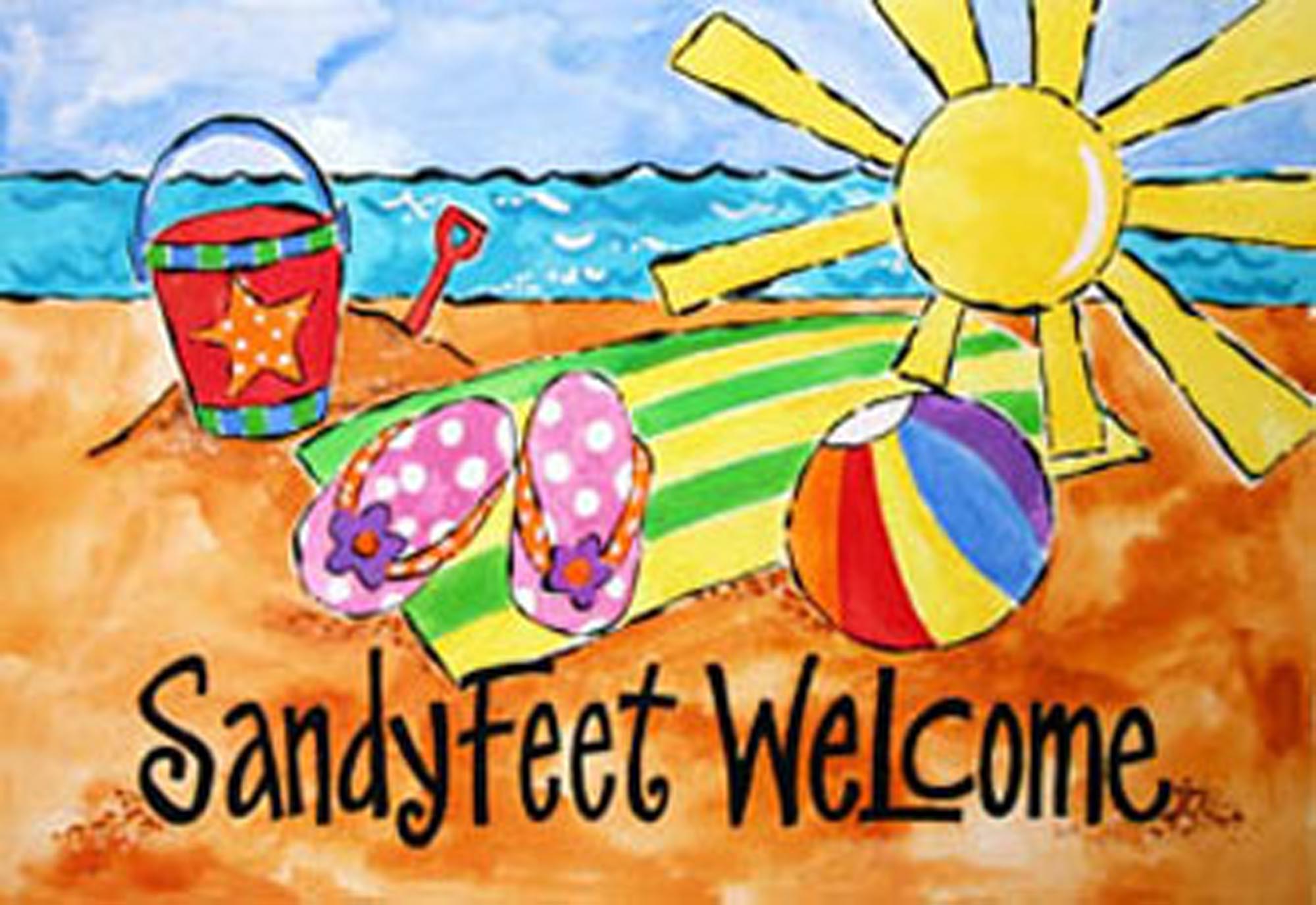 Custom Decor Bath mat kitchen art deco rug BEACH WELCOME Sandy Feet at Sears.com