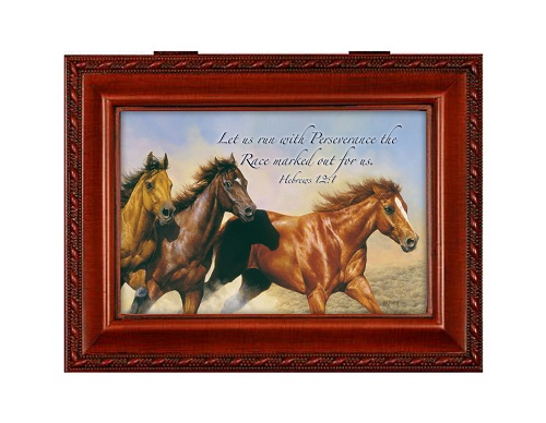 Cottage Garden Horses And Scripture Music Box Plays Wonderful World at Sears.com