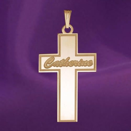 PicturesOnGold.com Personalized Cross with Script Name Etched, White Gold, about 3/4 in. at Sears.com