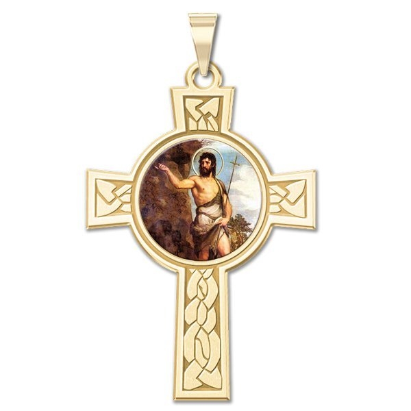 PicturesOnGold.com Saint John the Baptist Cross Medal Color, Yellow Gold, about 3/4 in. at Sears.com