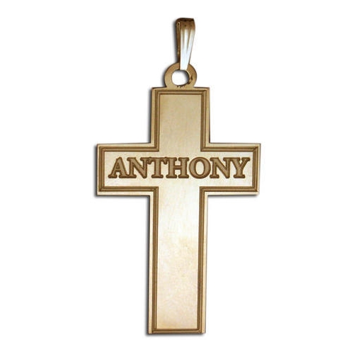 PicturesOnGold.com Personalized Cross with Block Name Etched, Yellow Gold, about 3/4 in. at Sears.com