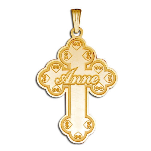 PicturesOnGold.com Personalized Cross with Script Name Etched, Yellow Gold, about 3/4 in. at Sears.com