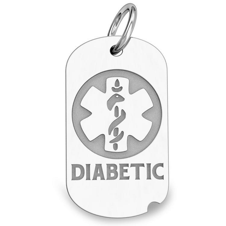 PicturesOnGold.com Sterling Silver Dog Tag Diabetic Id Charm Or Pendant, Sterling Silver, 1/2 x 1 in, height of quarter at Sears.com
