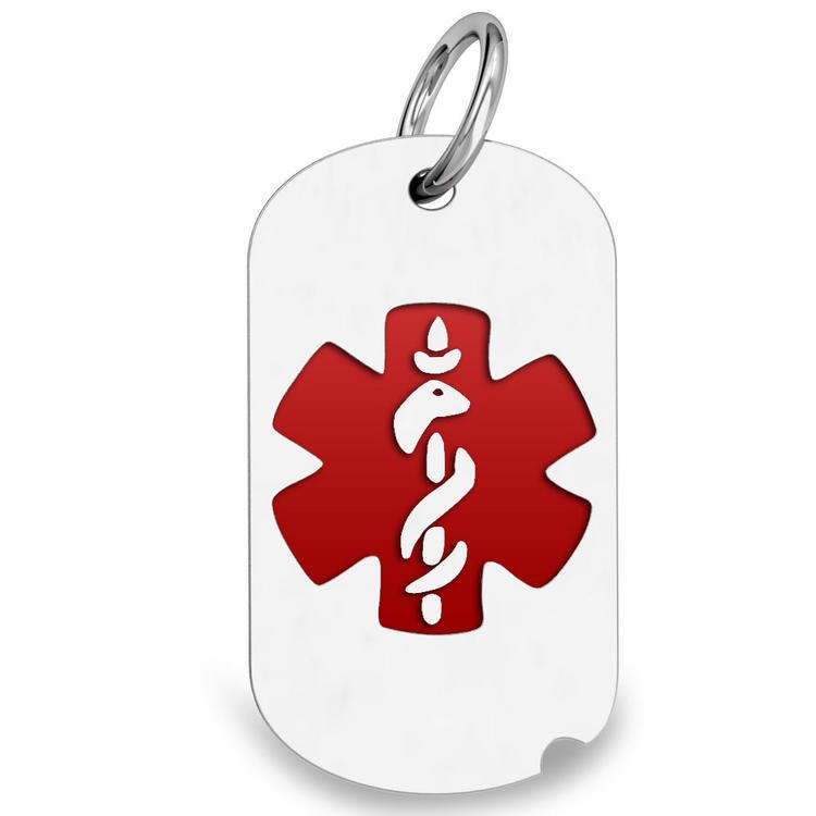 PicturesOnGold.com Sterling Silver Dog Tag Id Charm Or Pendant W/ Red Enamel, Sterling Silver, 1/2 x 1 in, height of quarter at Sears.com