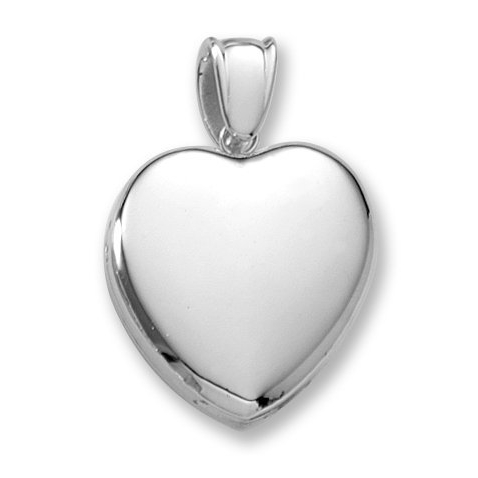 18k Premium Weight White Gold Heart Picture Locket, Solid 18k White Gold, 1 in, size of quarter