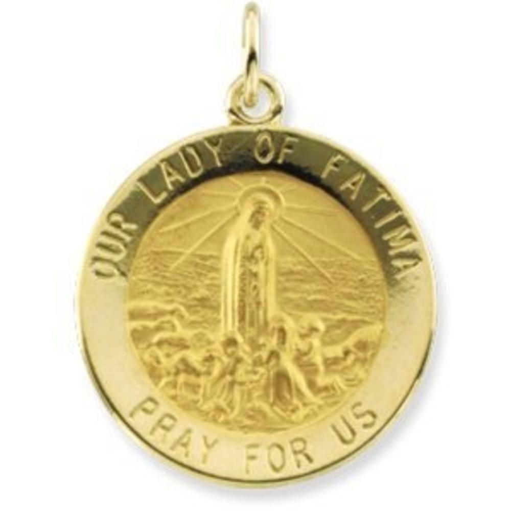 14k Gold Our Lady Of Fatima Medal, Solid 14k Yellow Gold, 1 in, size of quarter