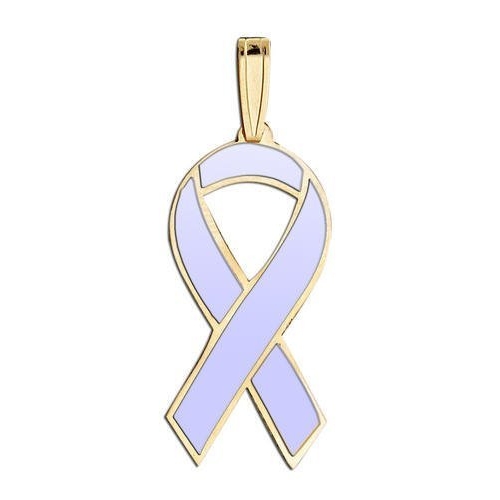 Awareness Ribbon Periwinkle Color Charm, Sterling Silver, 1/3 x 3/4 in, height of nickel