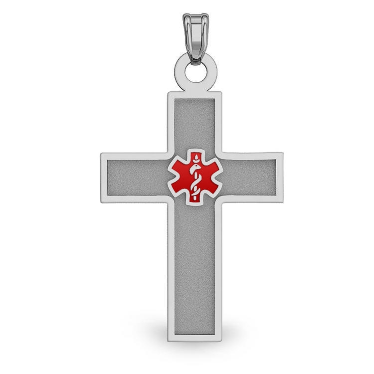 Stainless Steel Cross With Red Enamel Medical Emblem, Stainless Steel, 1 x 1-1/2 in