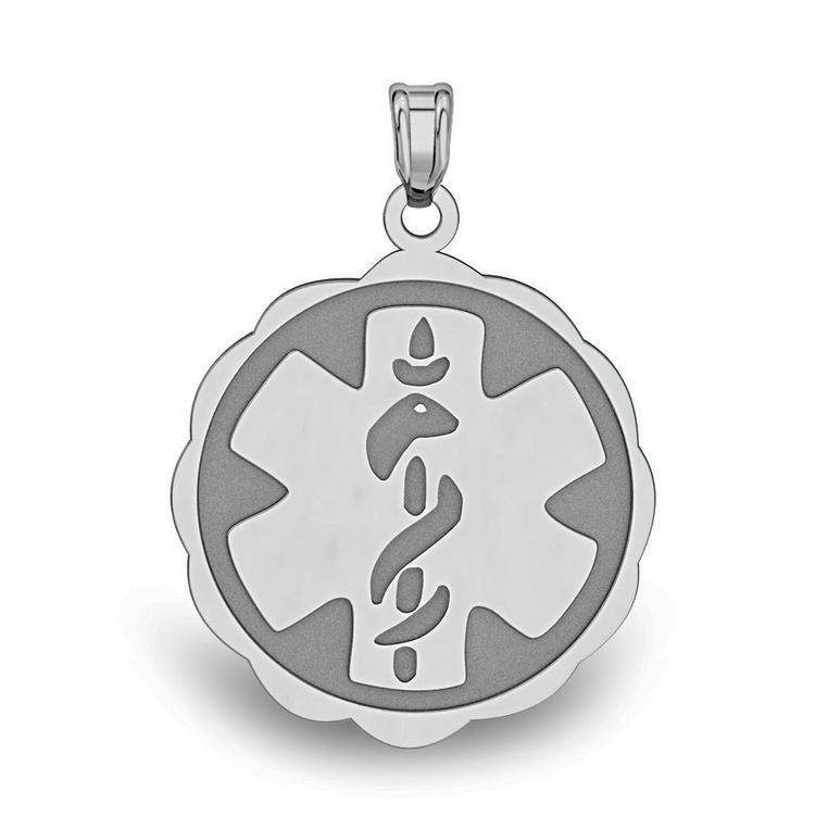 Stainless Steel Medical Emblem Pendant, Stainless Steel, 1-1/4 in, size of half dollar