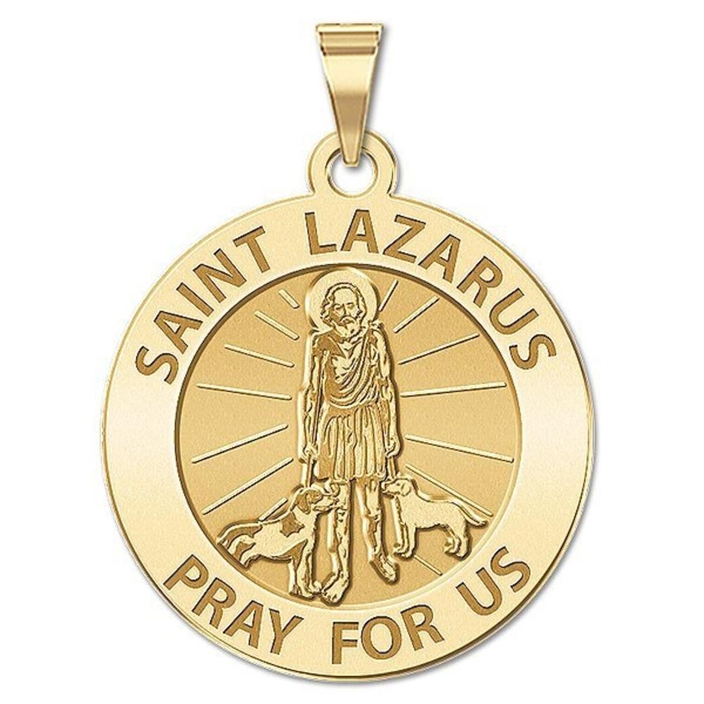 Saint Lazarus Medal, Solid 10k White Gold, 2/3 in, size of dime
