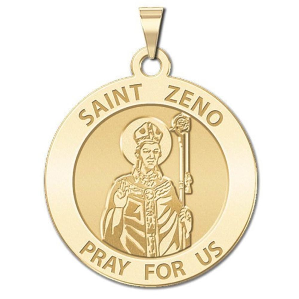 Saint Zeno Medal, 10k Yellow Gold, 3/4 in, size of nickel