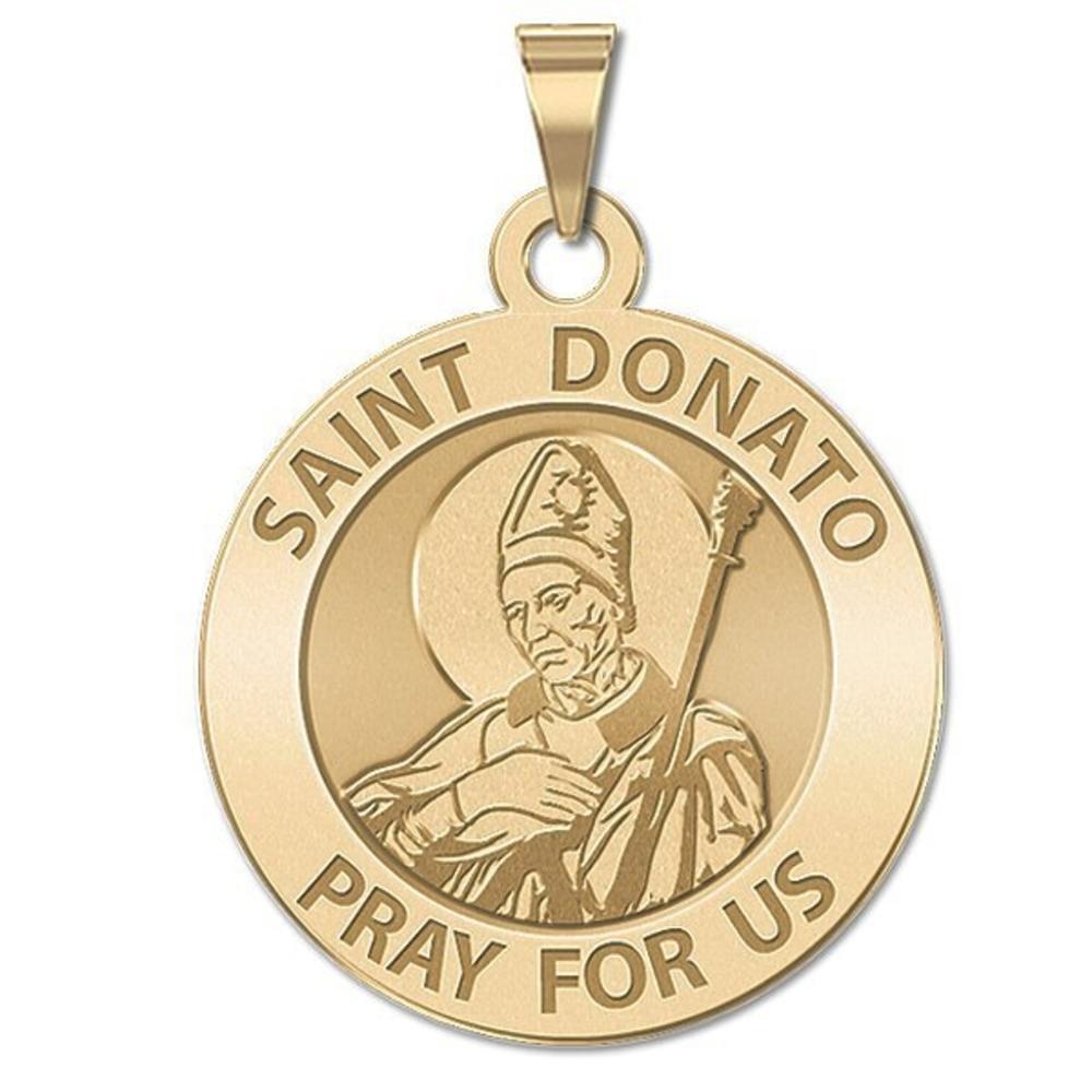Saint Donato Of Arezzo Medal, Solid 10k White Gold, 3/4 in, size of nickel