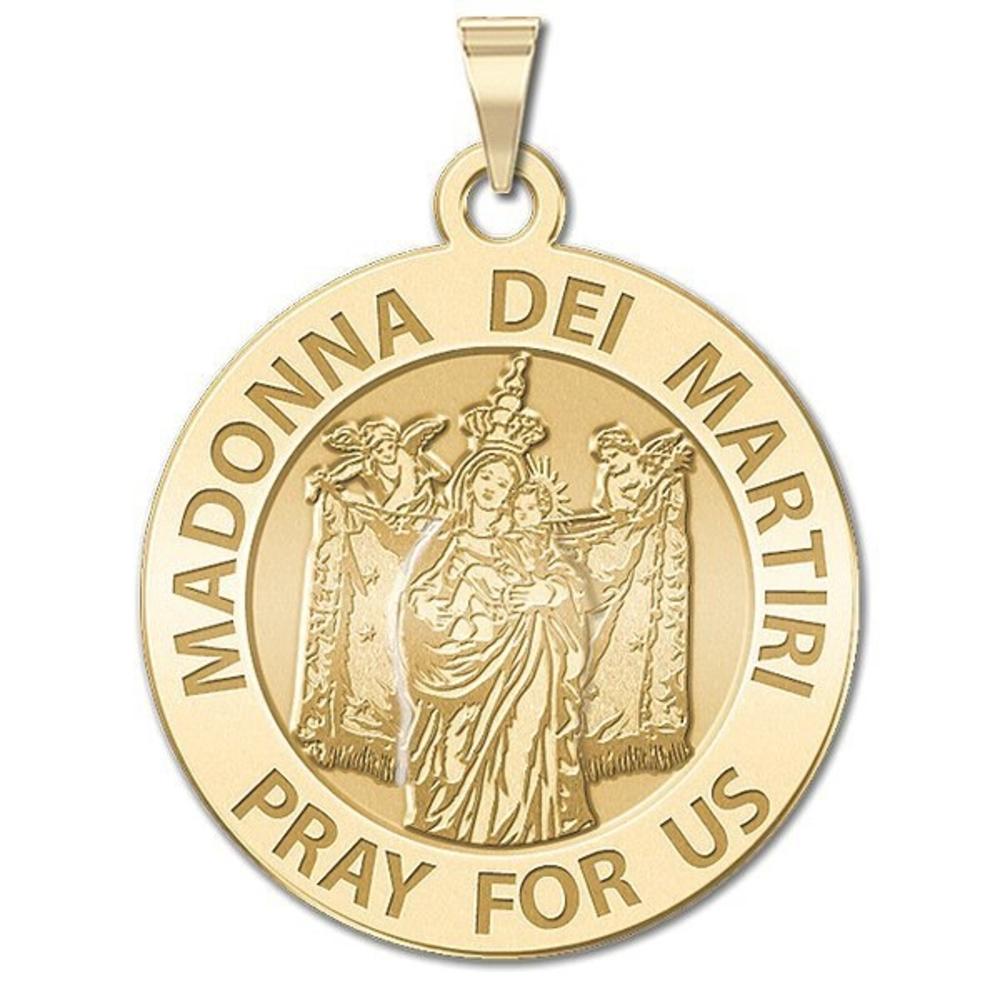 Saint Madonna Dei Martiri Medal, Sterling Silver, 3/4 in, size of nickel