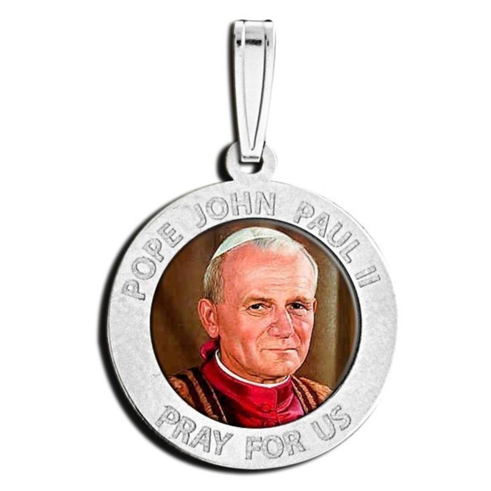 Pope John Paul Ii Medal Color, Solid 10K Yellow Gold, 3/4 in, size of nickel