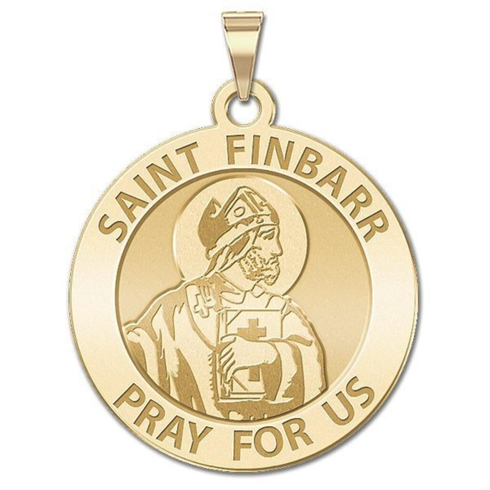 Saint Finbarr Medal, Solid 10K Yellow Gold, 1 in, size of quarter