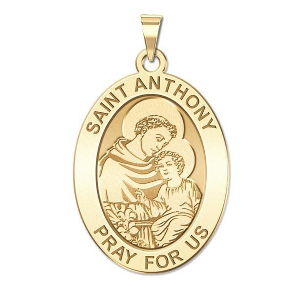 Saint Anthony Medal, Sterling Silver, 1/2 x 2/3 in, height of dime