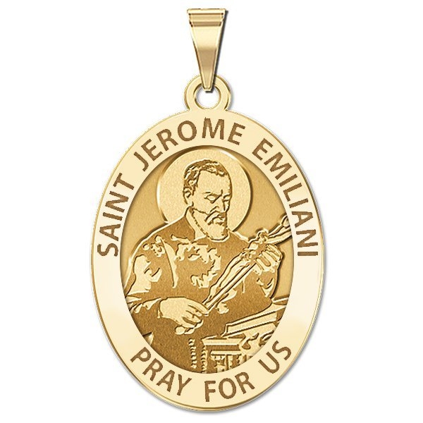 Saint Jerome Emiliani Medal, Sterling Silver, 1/4 in.