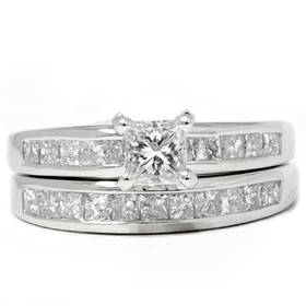 Pompeii3 1.40CT Princess Cut Diamond Channel Set Engagement Matching Wedding Ring Band Pompeii3 1.40CT Princess Cut Diamond Channel Set Engagement Matching Wedding Ring Band