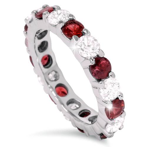 Pompeii3 2.00CT Ruby & Diamond Eternity Ring 14K White Gold Pompeii3 2.00CT Ruby & Diamond Eternity Ring 14K White Gold