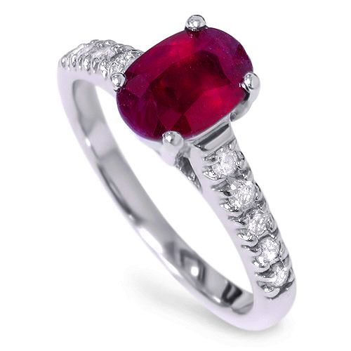 Pompeii3 1.25CT Oval Ruby & Diamond Ring 14K White Gold Pompeii3 1.25CT Oval Ruby & Diamond Ring 14K White Gold