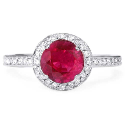 Pompeii3 1.25CT Ruby Diamond Cushion Halo Engagement Anniversary Ring 14 Karat White Gold Pompeii3 1.25CT Ruby Diamond Cushion Halo Engagement Anniversary Ring 14 Karat White Gold