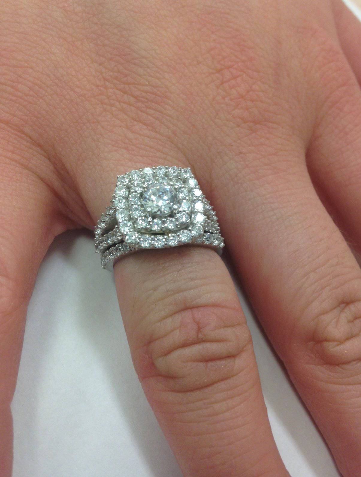 Pompeii3 2 Carat Diamond Cushion Halo Engagement Wedding Ring Set Pompeii3 2 Carat Diamond Cushion Halo Engagement Wedding Ring Set White Gold