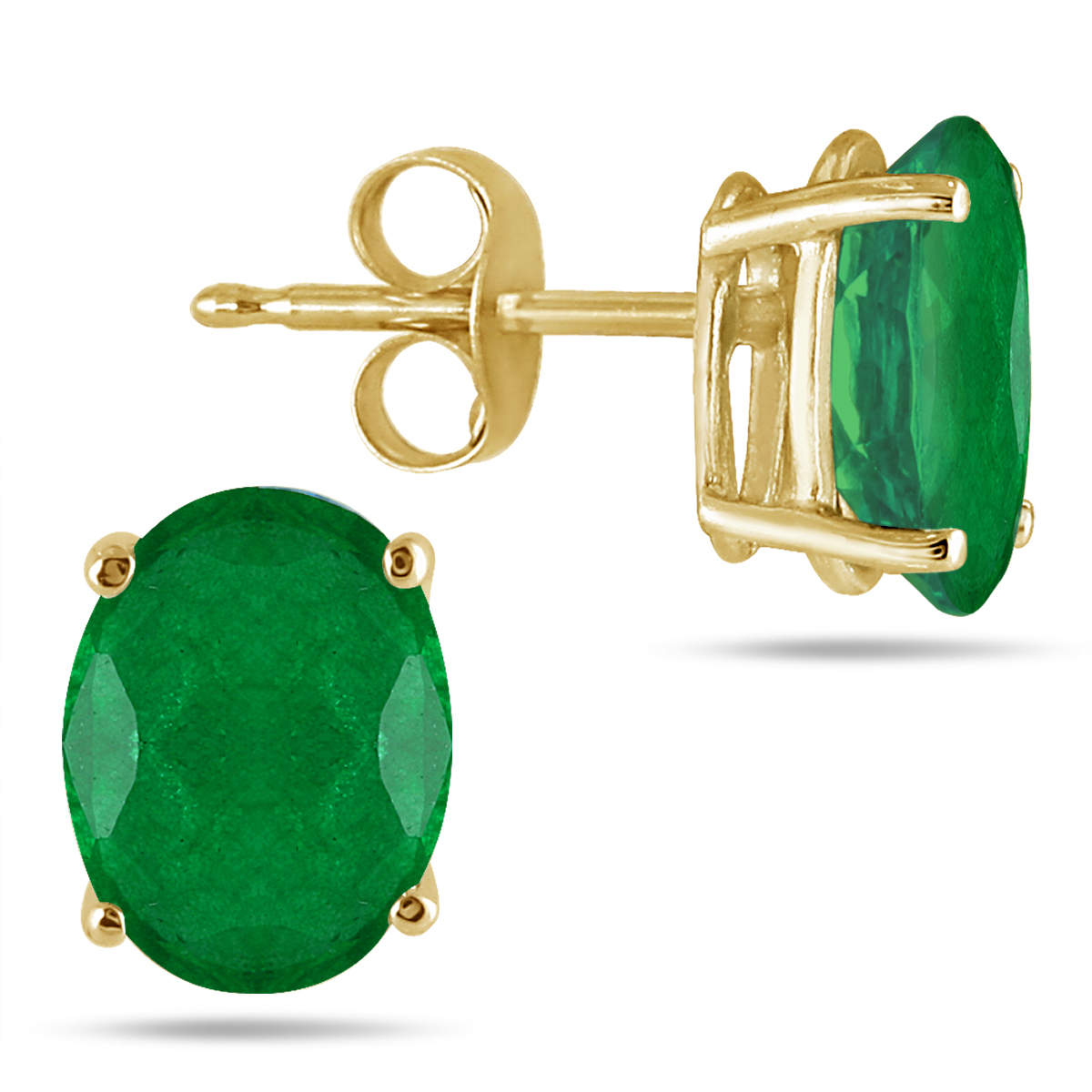 szul.com All-Natural Genuine 5x3 mm, Oval Emerald earrings set in 14k Yellow gold at Sears.com