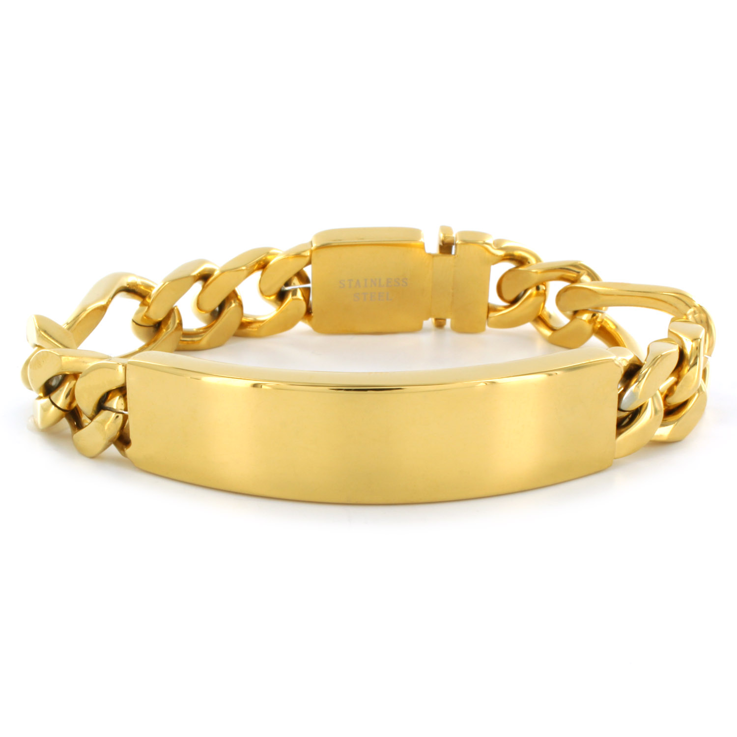 szul.com Mens Engraveable Gold Plated Stainless Steel ID Bracelet with Hidden Clasp at Sears.com