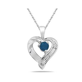 szul.com Sapphire and Diamond Heart Pendant 14kt White Gold szul.com Sapphire and Diamond Heart Pendant 14kt White Gold