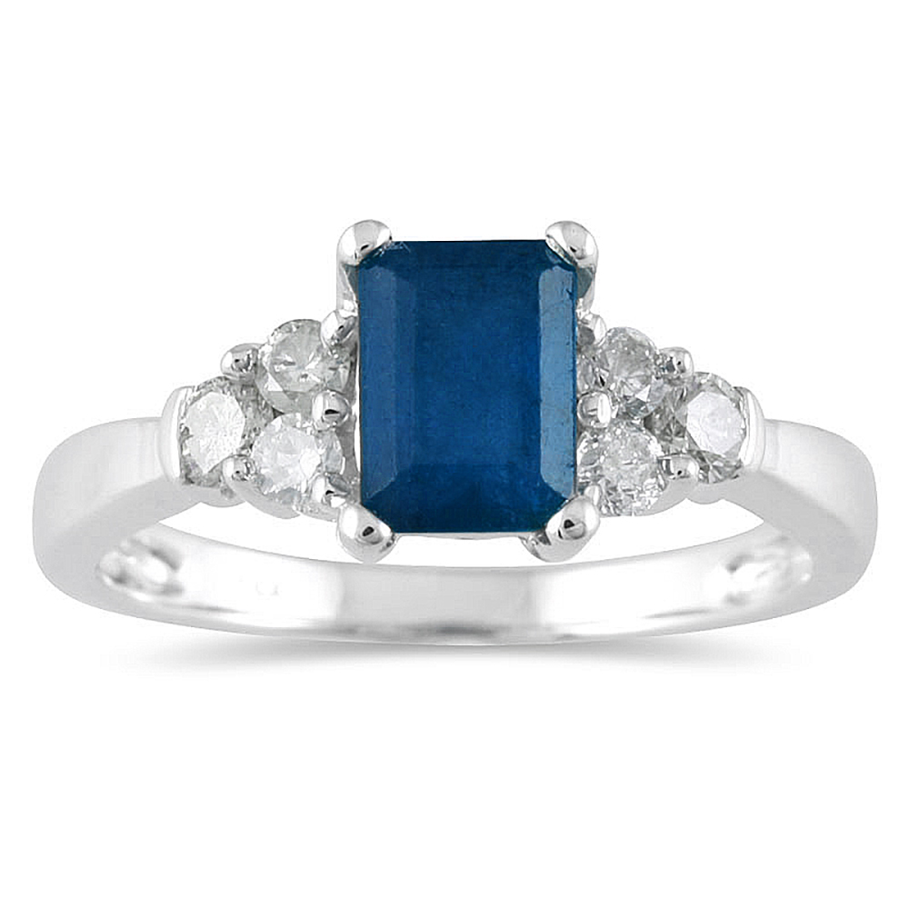 Sapphire and Diamond Ring 14K White Gold