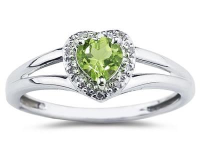Heart Shaped Peridot and Diamond Ring