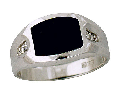 szul.com 10-kt White Gold Diamond and Onyx Mens Ring at Sears.com