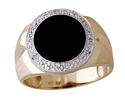 szul.com 10kt Yellow Gold Onxy and Diamond Men's Ring at Sears.com