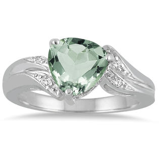 szul.com 2.25 Carat Trillion Cut Green Amethyst and Diamond Ring in 10K White Gold szul.com 2.25 Carat Trillion Cut Green Amethyst and Diamond Ring in 10K White Gold