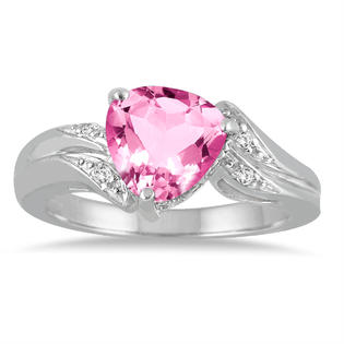 szul.com 2.25 Carat Trillion Cut Pink Topaz and Diamond Ring in 10K White Gold szul.com 2.25 Carat Trillion Cut Pink Topaz and Diamond Ring in 10K White Gold