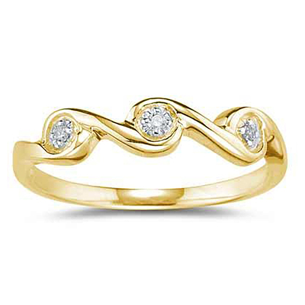 szul.com 3 Stone Diamond Wave Band in Yellow Gold at Sears.com