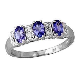 szul.com Three Stone Tanzanite and Diamond Ring 14kt White Gold szul.com Three Stone Tanzanite and Diamond Ring 14kt White Gold