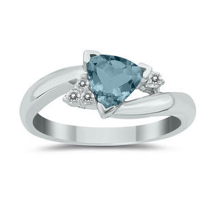 szul.com .75ct Trillion Cut Aquamarine and Diamond Ring in 14K White Gold szul.com .75ct Trillion Cut Aquamarine and Diamond Ring in 14K White Gold