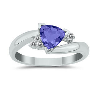 szul.com .75ct Trillion Cut Tanzanite and Diamond Ring in 14K White Gold szul.com .75ct Trillion Cut Tanzanite and Diamond Ring in 14K White Gold