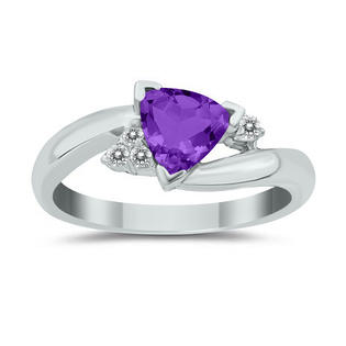 szul.com .75ct Trillion Cut Amethyst and Diamond Ring in 14K White Gold szul.com .75ct Trillion Cut Amethyst and Diamond Ring in 14K White Gold