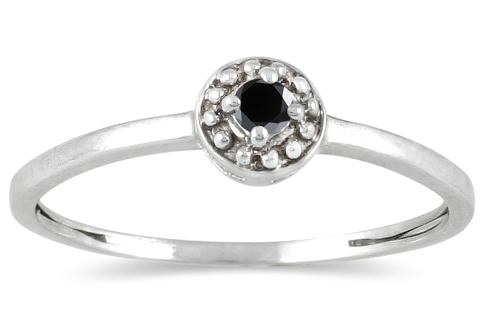 szul.com .05 Carat Black Diamond Antique Promise Ring in 10K White Gold at Sears.com