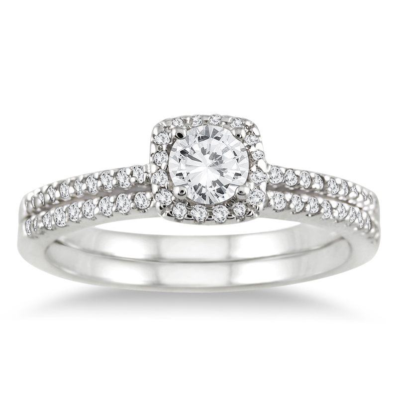szul.com 3/5 Carat Diamond Halo Bridal Set in 10K White Gold at Sears.com
