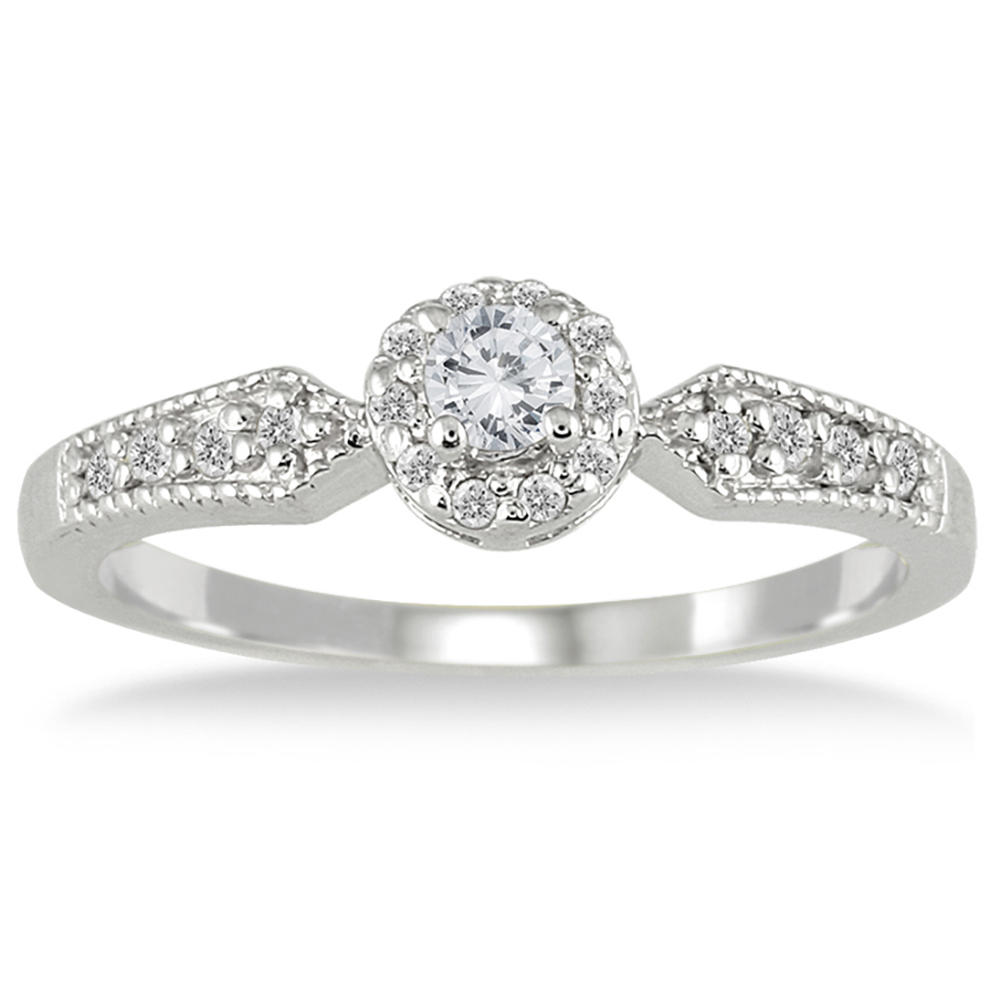 szul.com 1/4 Carat TW Diamond Ring in 10K White Gold